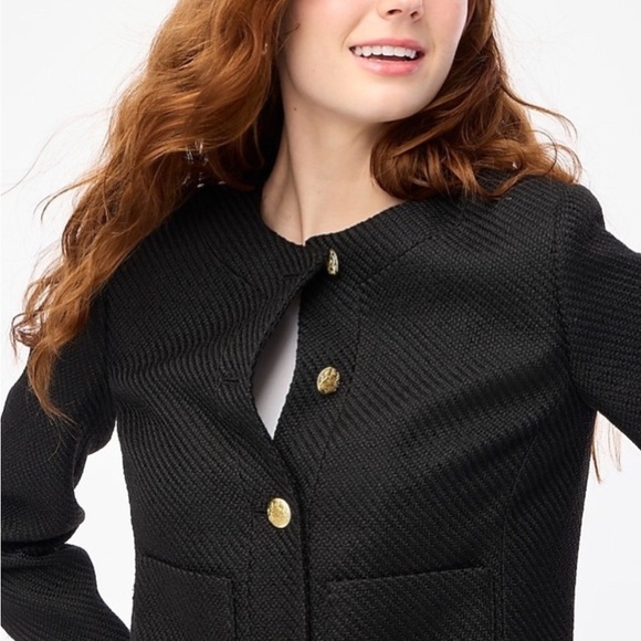 J. Crew Black Textured Lady Jacket with Gold Accents - Picture 7 of 9